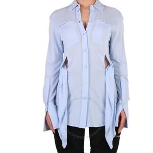 BURBERRY Light Blue Sash Detail Jersey Shirt